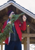 John hangs garland